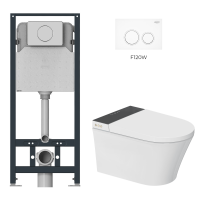 MEWATEC Dusch-WC Komplettanlage Florence Pro wandhängend, spülrandlos - F120W | Kunststoff | rund | matt | weiß