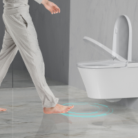 MEWATEC Dusch-WC Komplettset Florence Pro F2000 mit Betätigungsplatte F140B | Kunststoff | eckig | matt | schwarz
