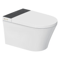 MEWATEC Dusch-WC Komplettset Florence Pro F2000 mit Betätigungsplatte F140B | Kunststoff | eckig | matt | schwarz