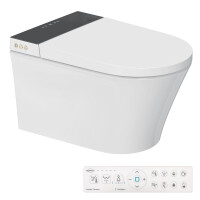 MEWATEC Dusch-WC Komplettset Florence Pro F2000 mit Betätigungsplatte F140B | Kunststoff | eckig | matt | schwarz