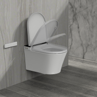 MEWATEC Dusch-WC Komplettset Florence Pro F2000 mit Betätigungsplatte F140B | Kunststoff | eckig | matt | schwarz