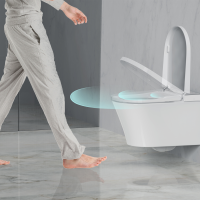 MEWATEC Dusch-WC Komplettset Florence Pro F2000 mit Betätigungsplatte F140B | Kunststoff | eckig | matt | schwarz