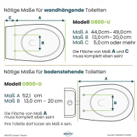 MEWATEC | Ohio O800 U-FB1 | Fernbedienung | Edelstahlduscharm | Sitzheizung | U-Form