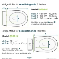 MEWATEC | Ohio O500 U-FB1 | Fernbedienung | Edelstahlduscharm | Nachtlicht | U-Form