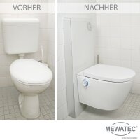 MEWATEC | Sanitärmodul | MagicWall 2.0 LED touch | weiße Glasfront | Touch-Sensor | wandhängende Keramiken | LED-Beleuchtung