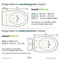 MEWATEC | D500 2.0 | Fernbedienung | Edelstahlduscharm | Sitzheizung | Nachtlicht
