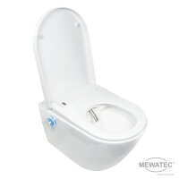 MEWATEC EasyUp Premium Dusch WC Komplettanlage wandhängend,spülrandlos - mit 4 Kalkschutzfiltern