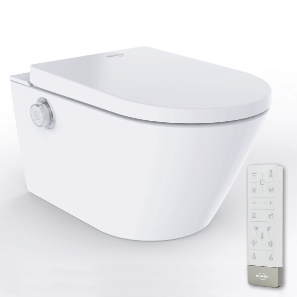 MEWATEC EasyUp Premium Dusch WC Komplettanlage wandhängend, spülrandlos - mit 8 Kalkschutzfiltern